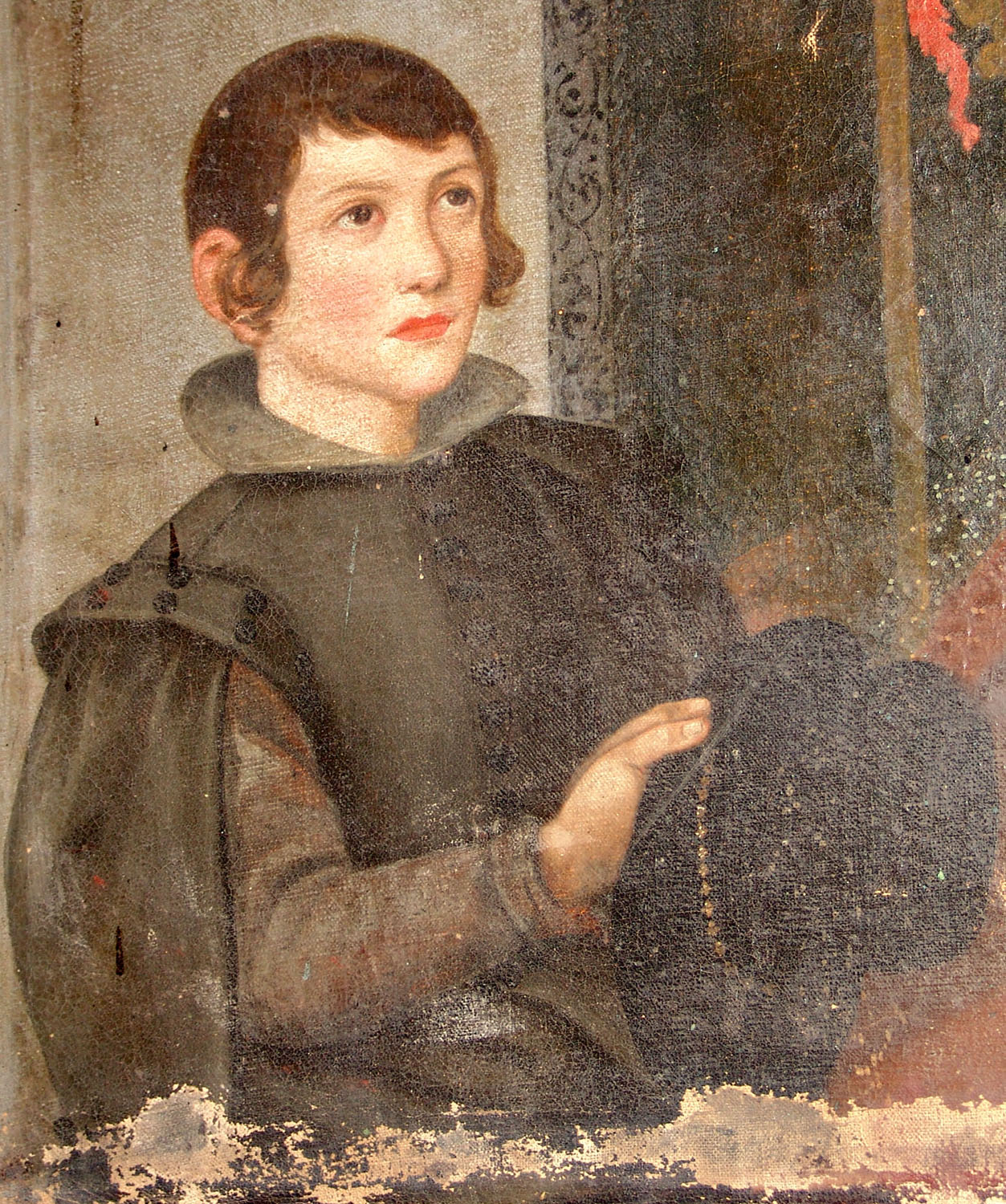 Ritratto di un giovane membro della famiglia De L'Arca nel quadro di S.Felice di Cantalice nella chiesa di S. Cosma e Damiano ad Ozieri (seconda cappella)